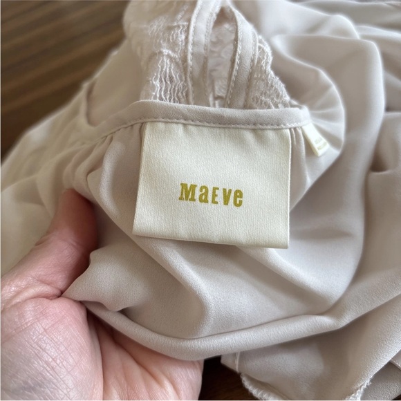 Anthropologie Maeve Lace Trace Tee Blouse Women's 10 Ivory Flutter Sleeve Top - Picture 10 of 15